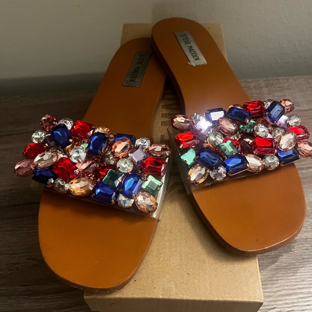 Steve Madden Multicolor Jewel Embellished Sandals (USED)